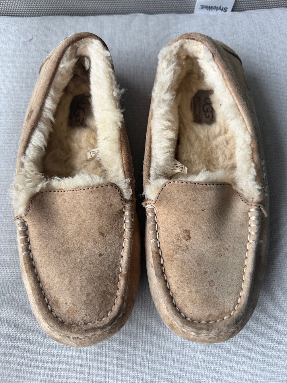 UGG women’s Chestnut Suede Shearling-Lined Moccasin Slippers